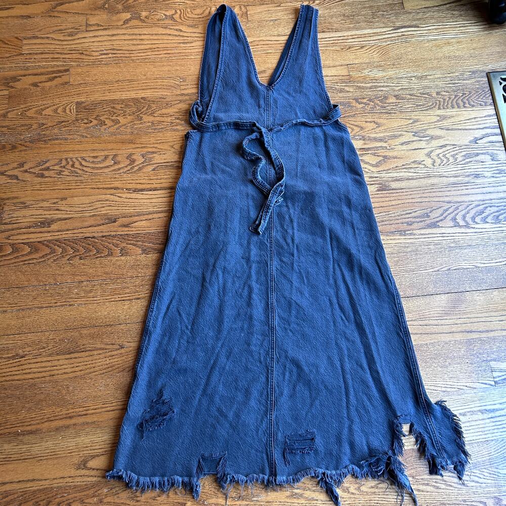 Free People We The Free Wonderland Maxi Dress Black Denim Distressed Size Small - Picture 10 of 11
